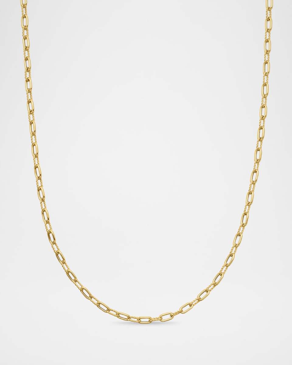 Madison Thin Chain Link Necklace in 18K Gold, 3mm, 36"L